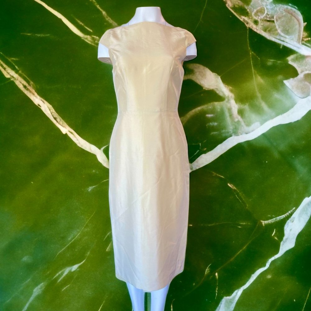 Lynn Lugo Women's Raw 100% Silk  Size 2 Gold Formal Cocktail Dress sleeveless